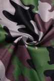 Camouflage Street Camouflage Print Hollowed Out Patchwork Metal Accessories Decoration Backless Strapless Skinny Rompers