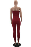 Blue Sexy Casual Solid Backless Slit Strapless Sleeveless Two Pieces