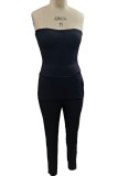 Pink Sexy Casual Solid Backless Slit Strapless Sleeveless Two Pieces