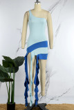 Yellow Sexy Color Lump Tassel Oblique Collar Irregular Dress Dresses