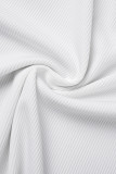 White Sexy Casual Solid Hollowed Out Patchwork O Neck Long Sleeve Dresses