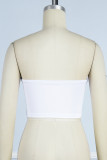 White Sexy Patchwork See-through Backless Strapless Tops