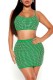 Green Sexy Patchwork Hot Drilling Backless Spaghetti Strap Sleeveless Two Pieces