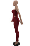 Blue Sexy Casual Solid Backless Slit Strapless Sleeveless Two Pieces