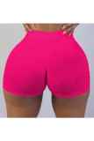 rose red Elastic Fly High Solid Straight shorts Bottoms
