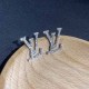 Silver White Simplicity Letter Rhinestone Earrings