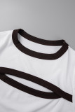White Sexy Casual Solid Hollowed Out Patchwork O Neck Long Sleeve Dresses