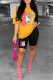 Ginger Casual Character Print Letter O Neck Short Sleeve Two Pieces