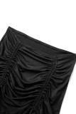 Black Sexy Solid Bandage Hollowed Out V Neck Long Sleeve Two Pieces
