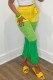 Green Casual Print Patchwork Skinny High Waist Conventional Patchwork Trousers