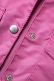Rose Red Casual Solid Patchwork Turndown Collar Short Sleeve Two Pieces