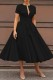 Black Casual Solid Patchwork With Belt Shirt Collar Short Sleeve Dress