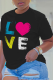 Black Sweet Daily Print Patchwork O Neck T-Shirts