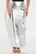 Silver Casual Solid Slit Skinny High Waist Conventional Solid Color Skirts