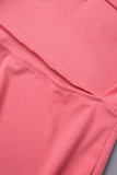 Pink Sexy Solid Patchwork Backless Strapless Wrapped Skirt Dresses