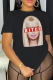 Black Sweet Vintage Print Patchwork Letter O Neck T-Shirts