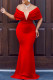 Red Sexy Formal Solid Backless V Neck Evening Dress Dresses