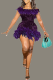 Purple Sexy Solid Sequins Patchwork Feathers Backless Off the Shoulder Wrapped Skirt Dresses