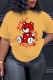 Yellow Street Print Patchwork O Neck T-Shirts