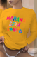Yellow Casual Street Print Patchwork Letter O Neck Tops