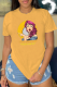 Yellow Daily Vintage Print Patchwork O Neck T-Shirts