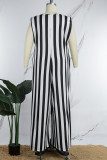 Black And White Plus Size Casual Simplicity Striped Leopard Printing V Neck
