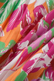 Pink Sexy Print Printing Pleated Strapless Straight Jumpsuits