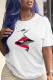 White Street Vintage Print Patchwork Letter O Neck T-Shirts