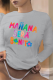 Light Gray Casual Street Print Patchwork Letter O Neck Tops
