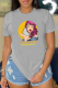 Light Gray Daily Vintage Print Patchwork O Neck T-Shirts