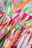 Pink Sexy Print Printing Pleated Strapless Straight Jumpsuits