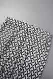 White Casual Simplicity Mixed Printing Printing V Neck Short Sleeve Two Pieces