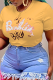 Yellow Street Daily Print Patchwork O Neck T-Shirts