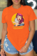 Orange Daily Vintage Print Patchwork O Neck T-Shirts