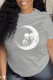 Light Gray Casual Street Print Skull Patchwork O Neck T-Shirts