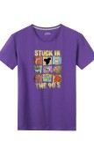 Purple Casual Print Basic O Neck T-Shirts