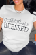 White Casual Vintage Print Letter O Neck T-Shirts