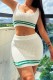 Green Casual Solid Patchwork Contrast U Neck Sleeveless Two Pieces