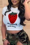 Pink Casual Print Letter O Neck T-Shirts