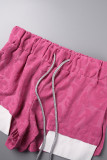 Pink Sexy Casual Solid Hollowed Out Backless Strapless Sleeveless Two Pieces