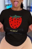 Pink Casual Print Letter O Neck T-Shirts