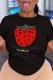 Black Casual Print Letter O Neck T-Shirts