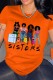 Orange Casual Print Basic O Neck T-Shirts