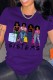 Purple Casual Print Basic O Neck T-Shirts