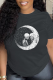 Dark Gray Casual Street Print Skull Patchwork O Neck T-Shirts