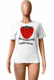 Pink Casual Print Letter O Neck T-Shirts