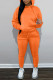 Tangerine Red Fashion Casual Solid Basic Hooded Collar Long Sleeve Two Pieces