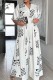 White Casual Print Patchwork V Neck Regular Jumpsuits