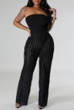 White Casual Solid Patchwork Regular High Waist Conventional Solid Color Trousers