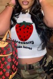 Pink Casual Print Letter O Neck T-Shirts